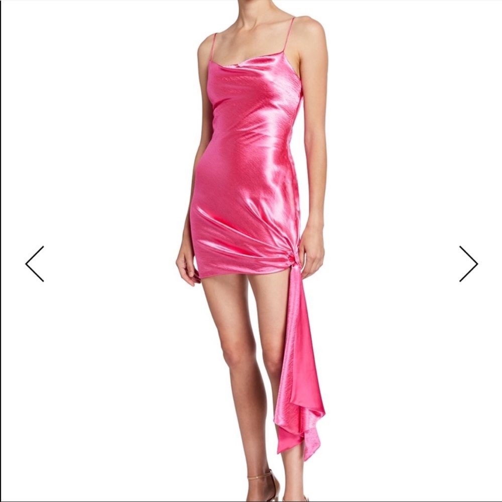 Cinq a sept Ryder Crushed-Satin Draped Side Dress